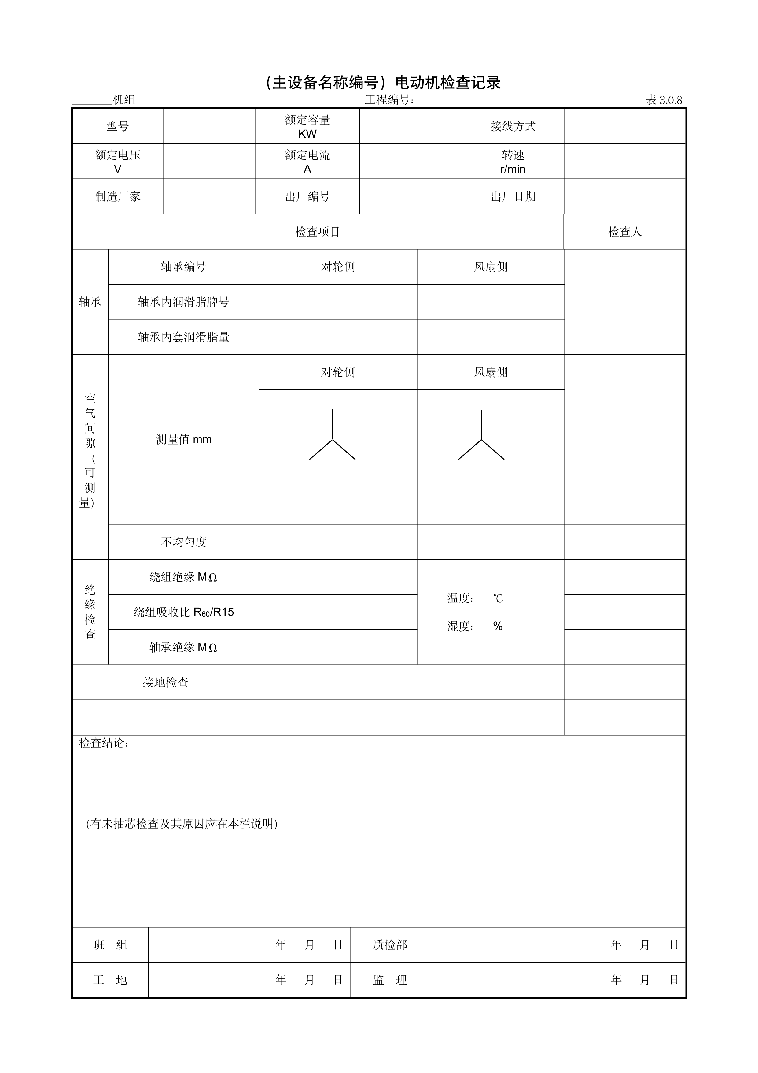 9.10.1（主设备名称编号）电动机检查记录