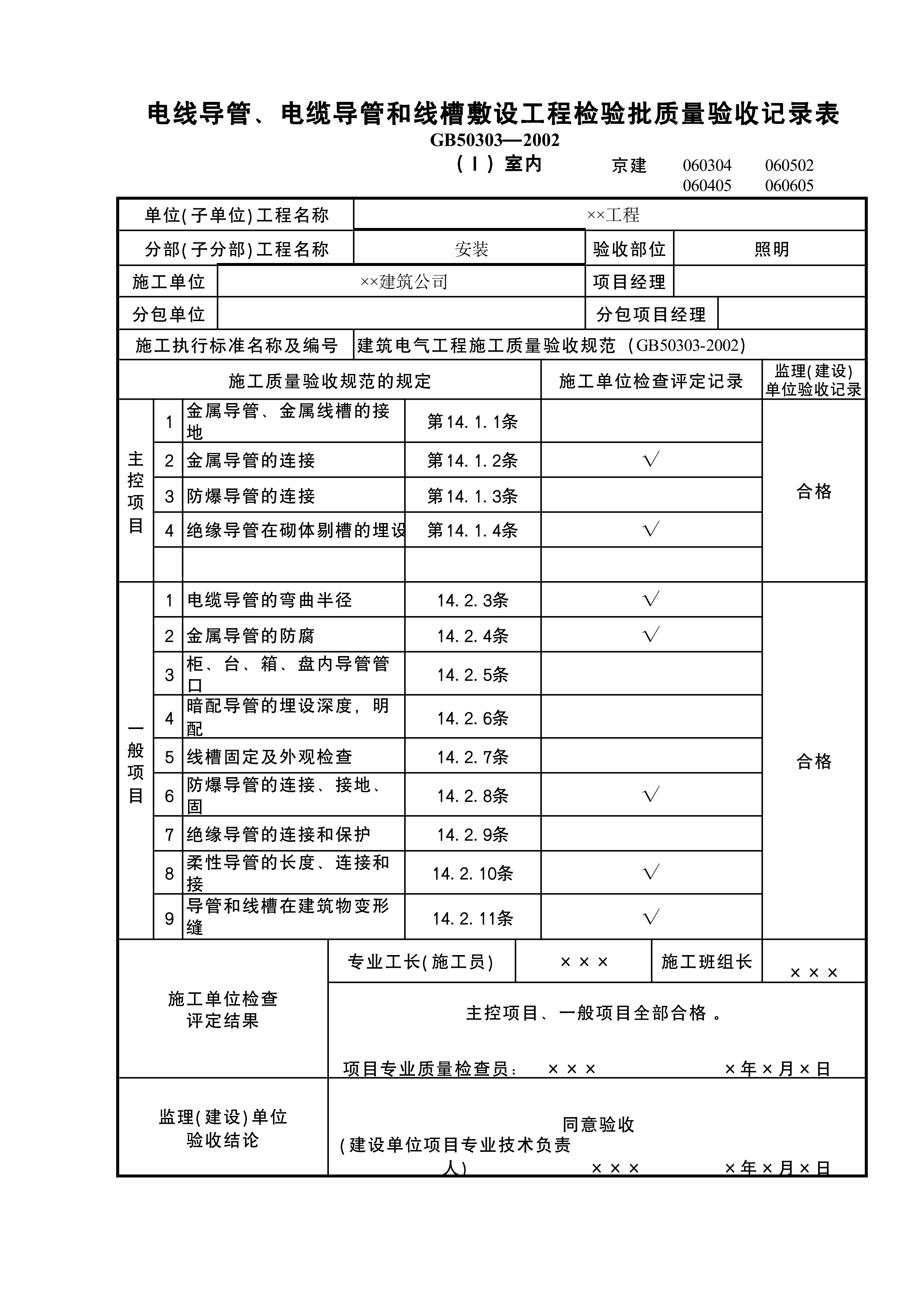 电线导管、电缆导管和线槽敷设工程检验批5