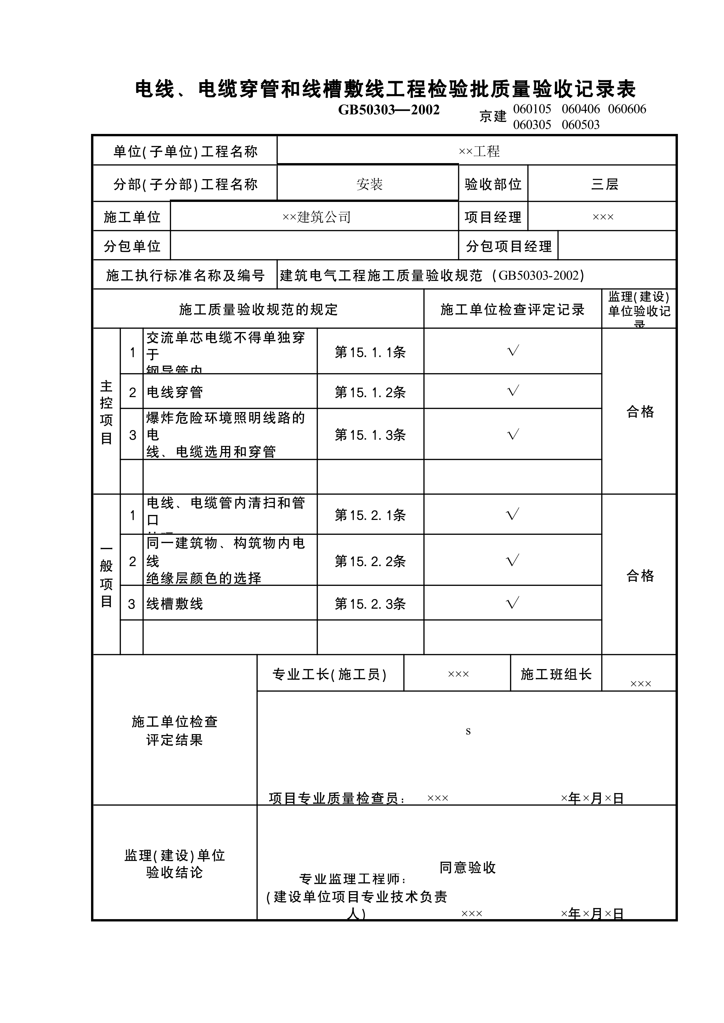 电线电缆穿管及线槽敷先线检验批1