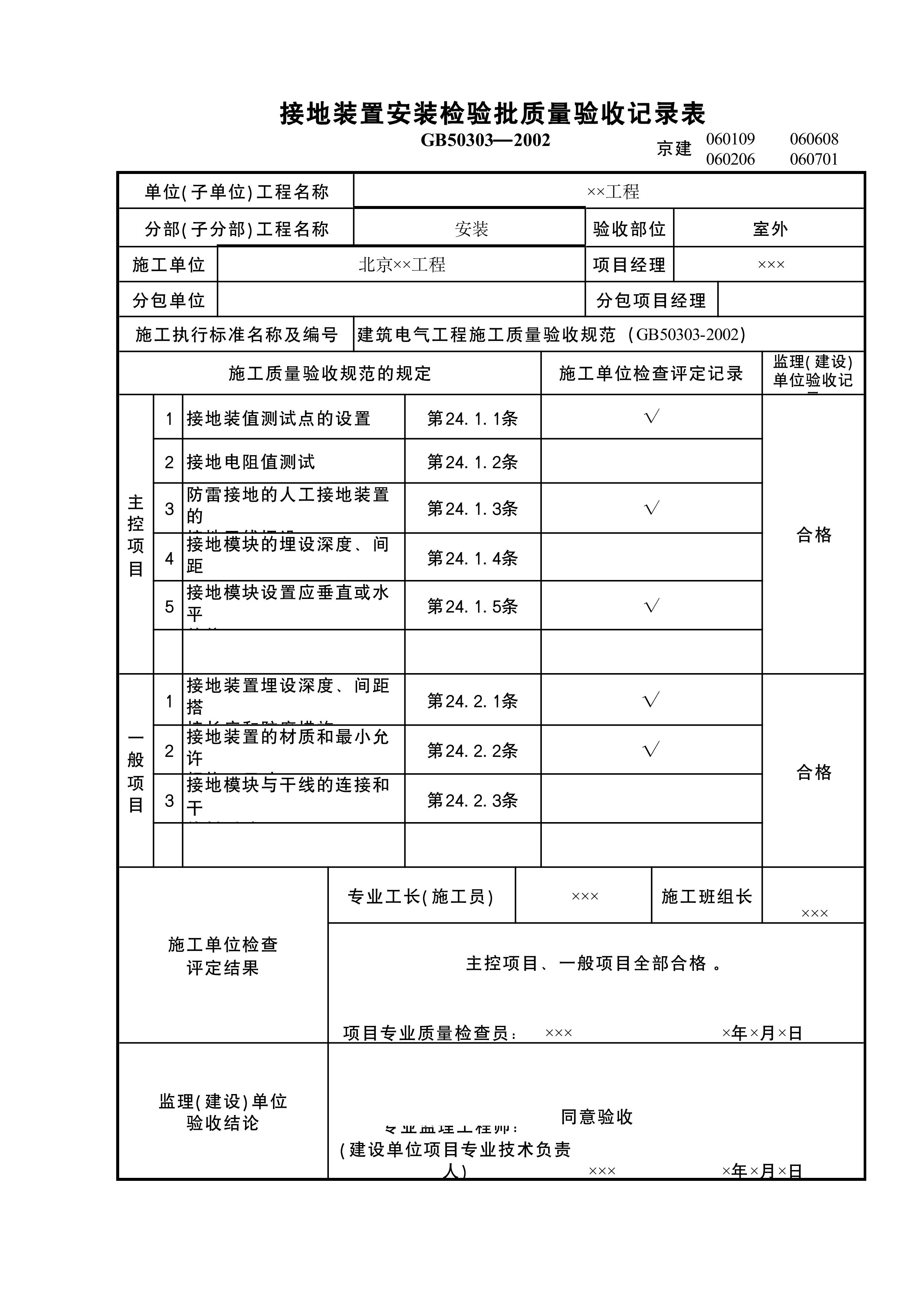 建筑物照明通电试运行工程检验批2