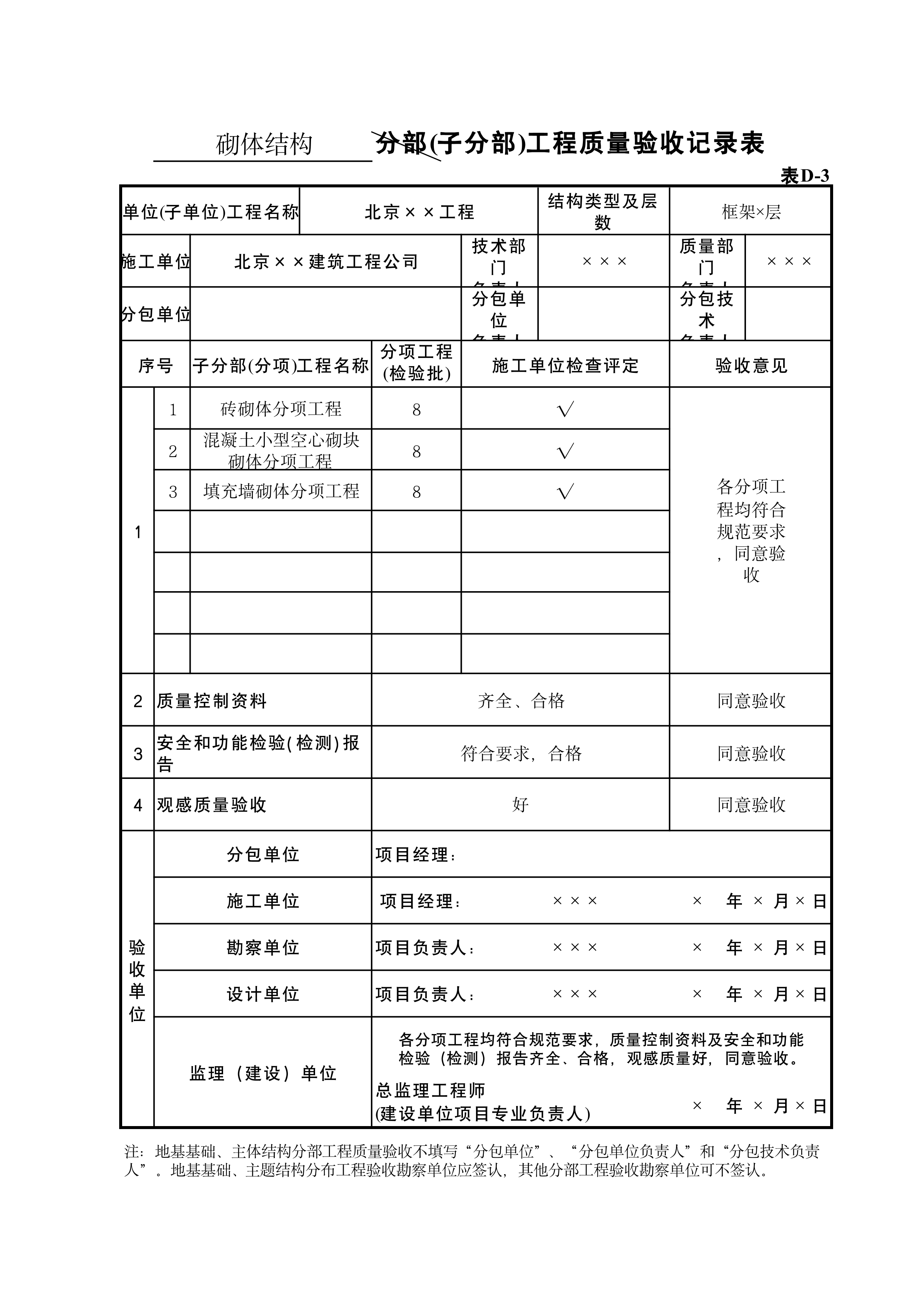 表D-3砌体结构