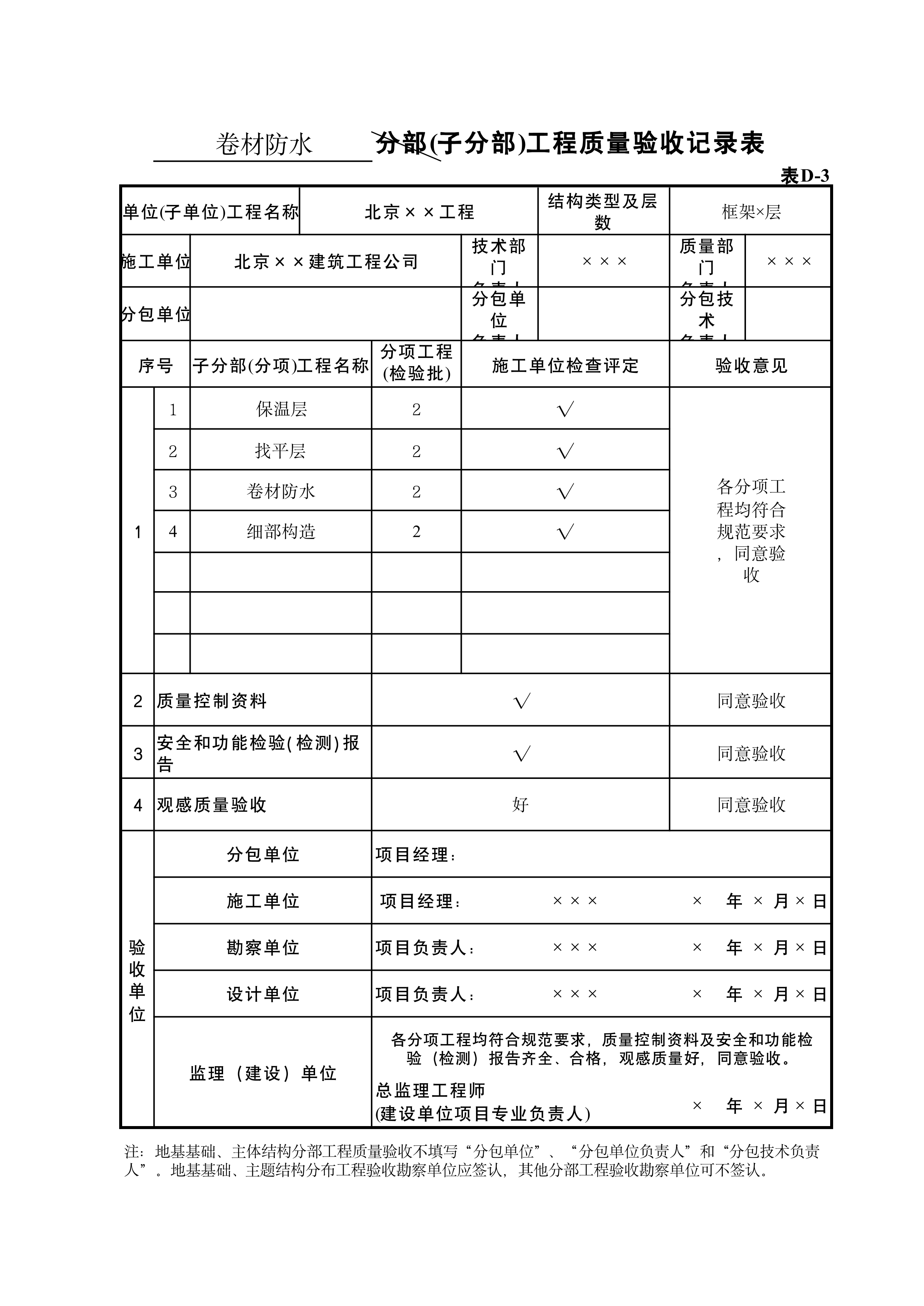 表D-3卷材防水