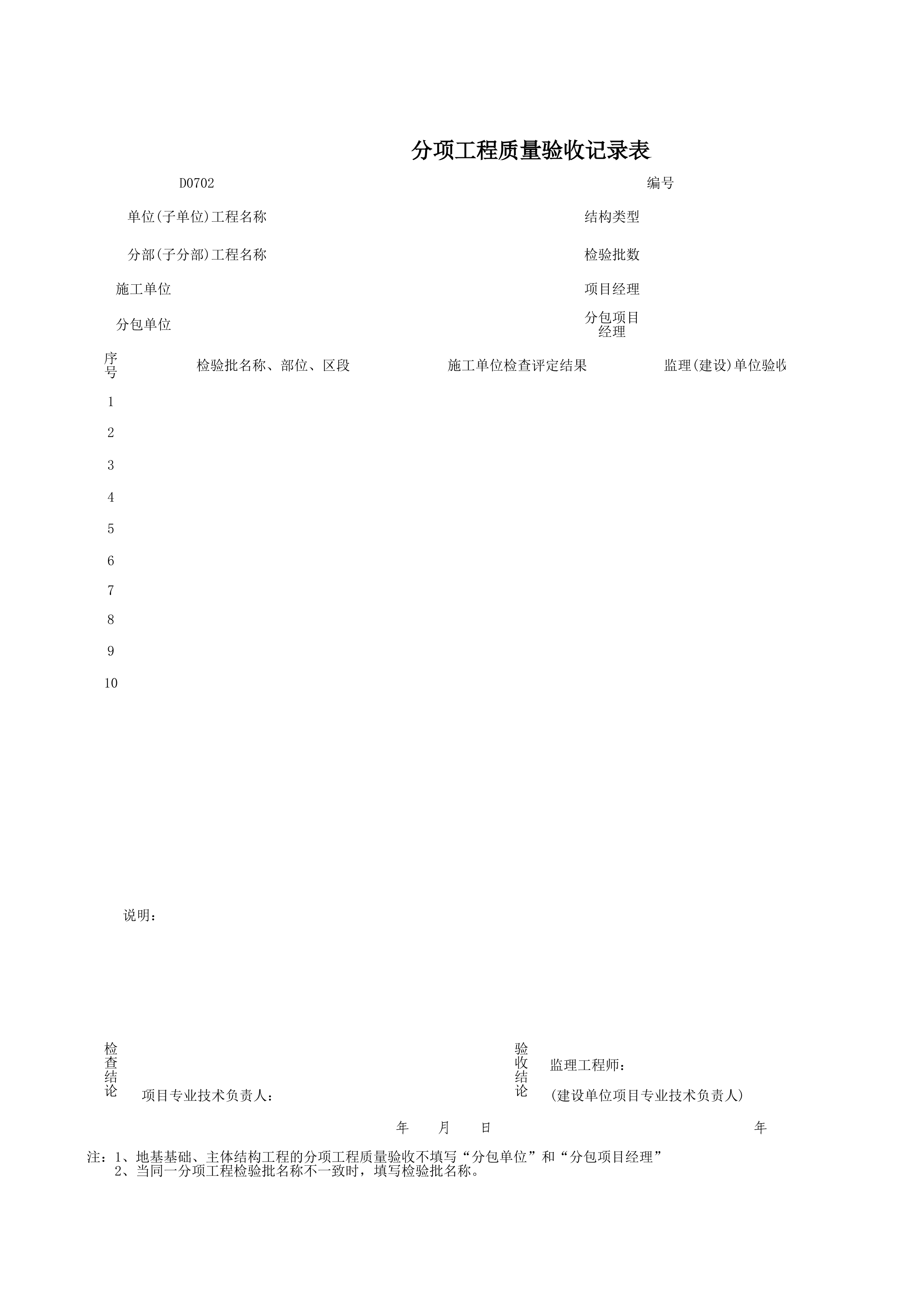 D0702_分项工程质量验收记录