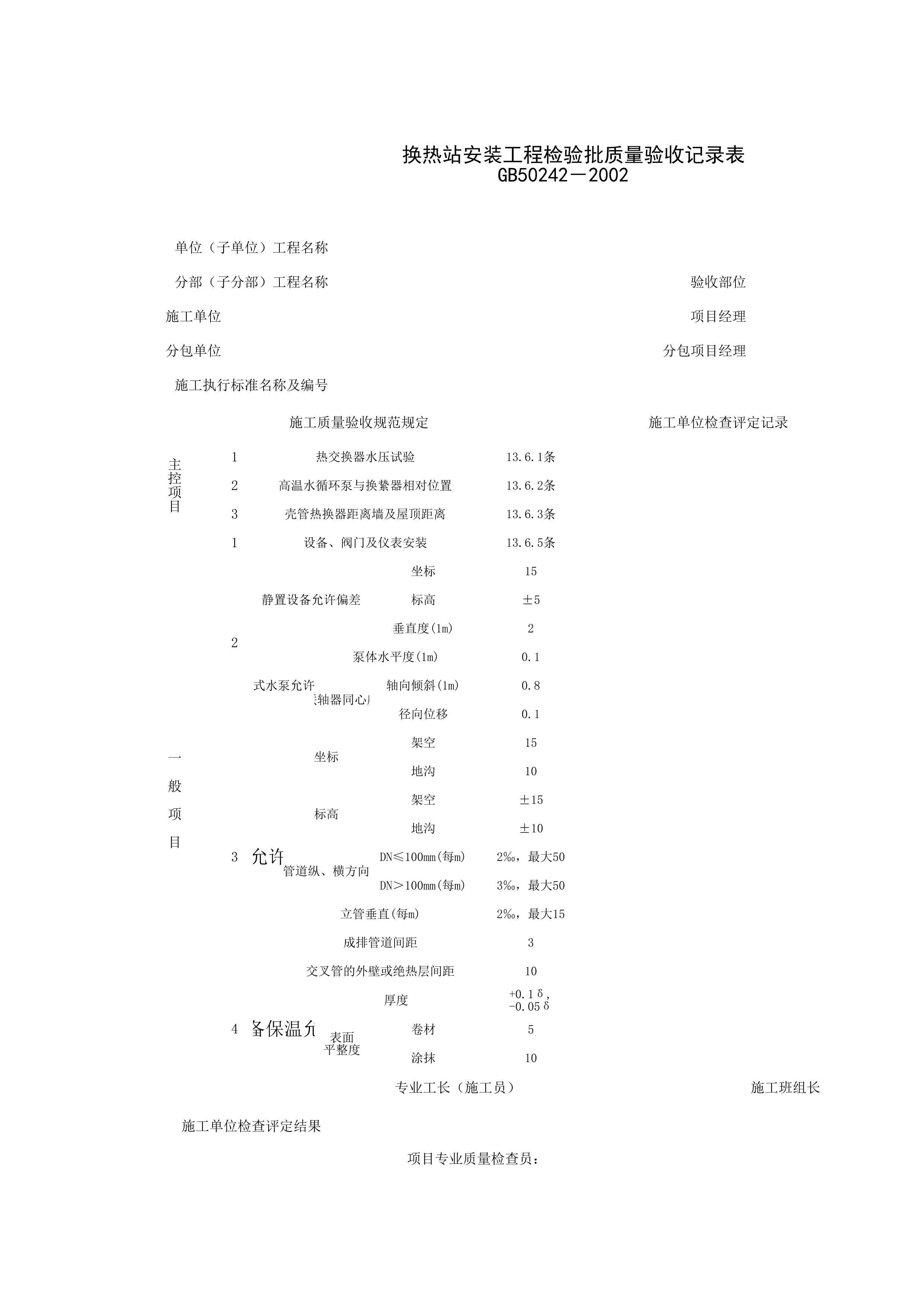 051004_换热站安装工程检验批质量验收记录表