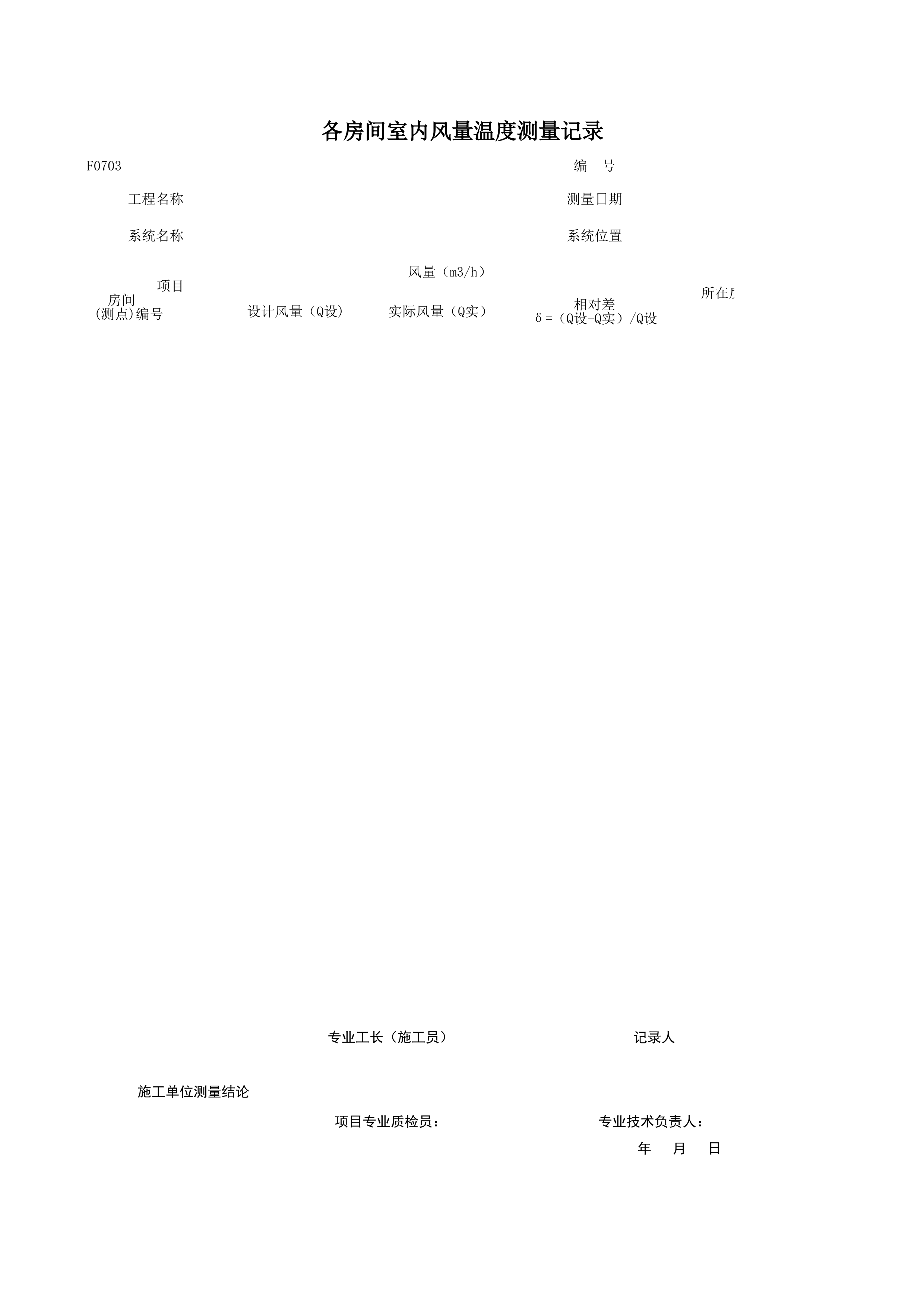 F0703_各房间室内风量温度测量记录