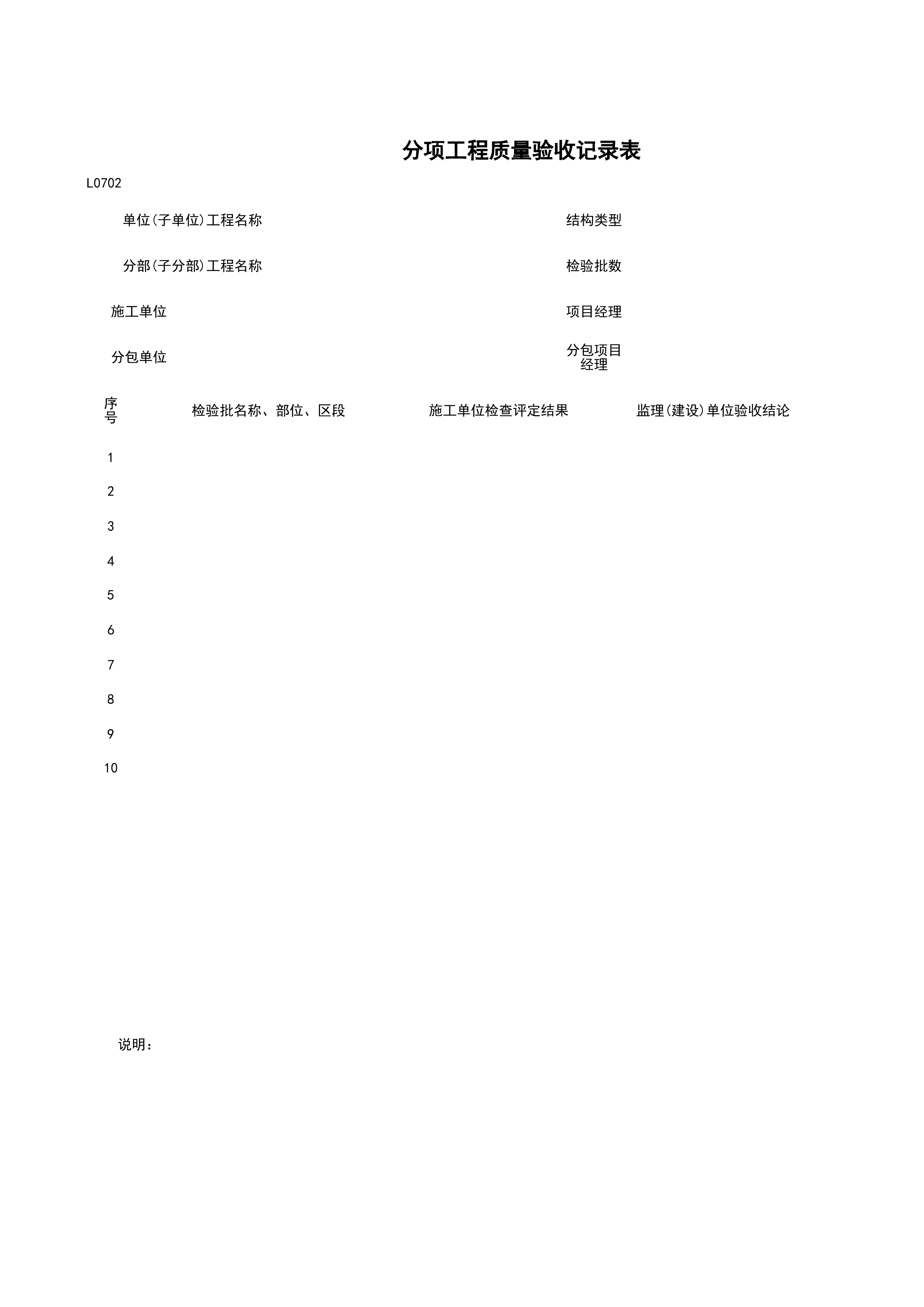 L0702_分项工程质量验收记录