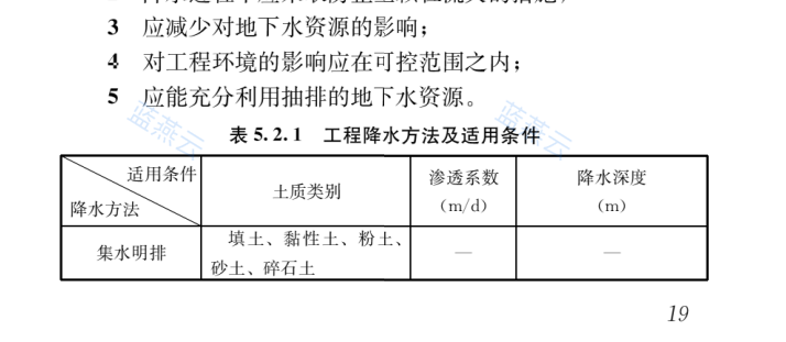 工程降水方法及适用条件表