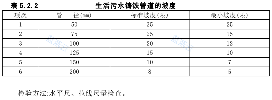 生活污水铸铁管道的坡度
