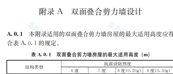 双面叠合剪力墙房屋最大适用高度表