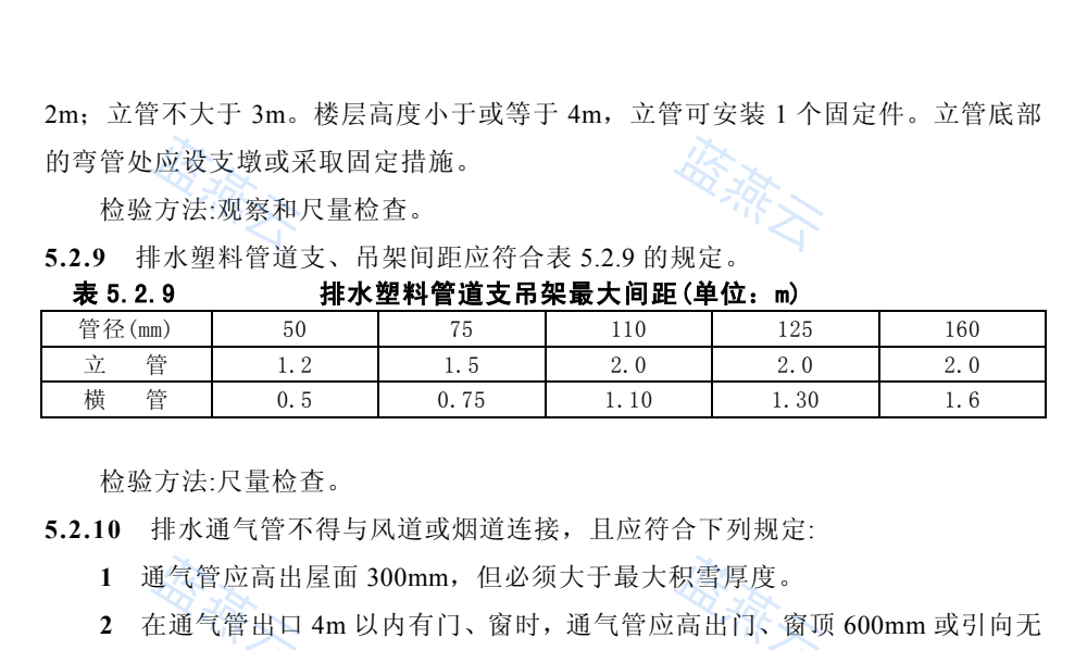 排水塑料管道支吊架最大间距表