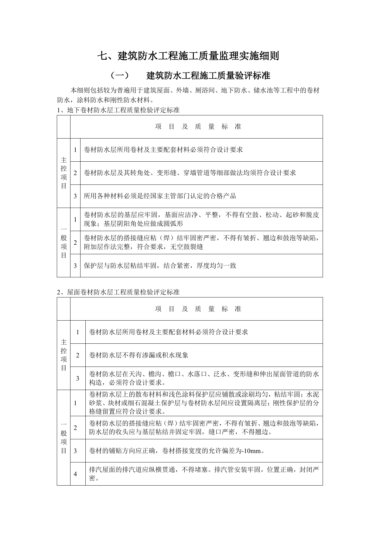 建筑防水工程施工质量监理实施细则 第 1 页