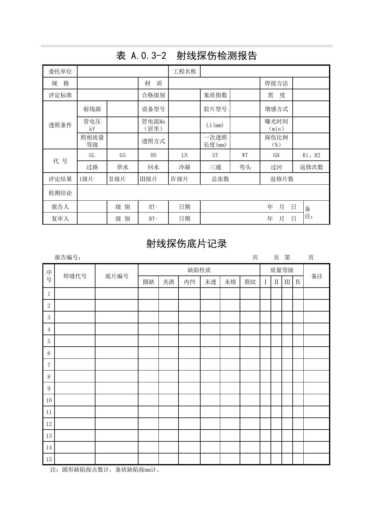 表A.0.3-2 射线探伤检测报告_补充表_市政基础设施通用表 第 1 页