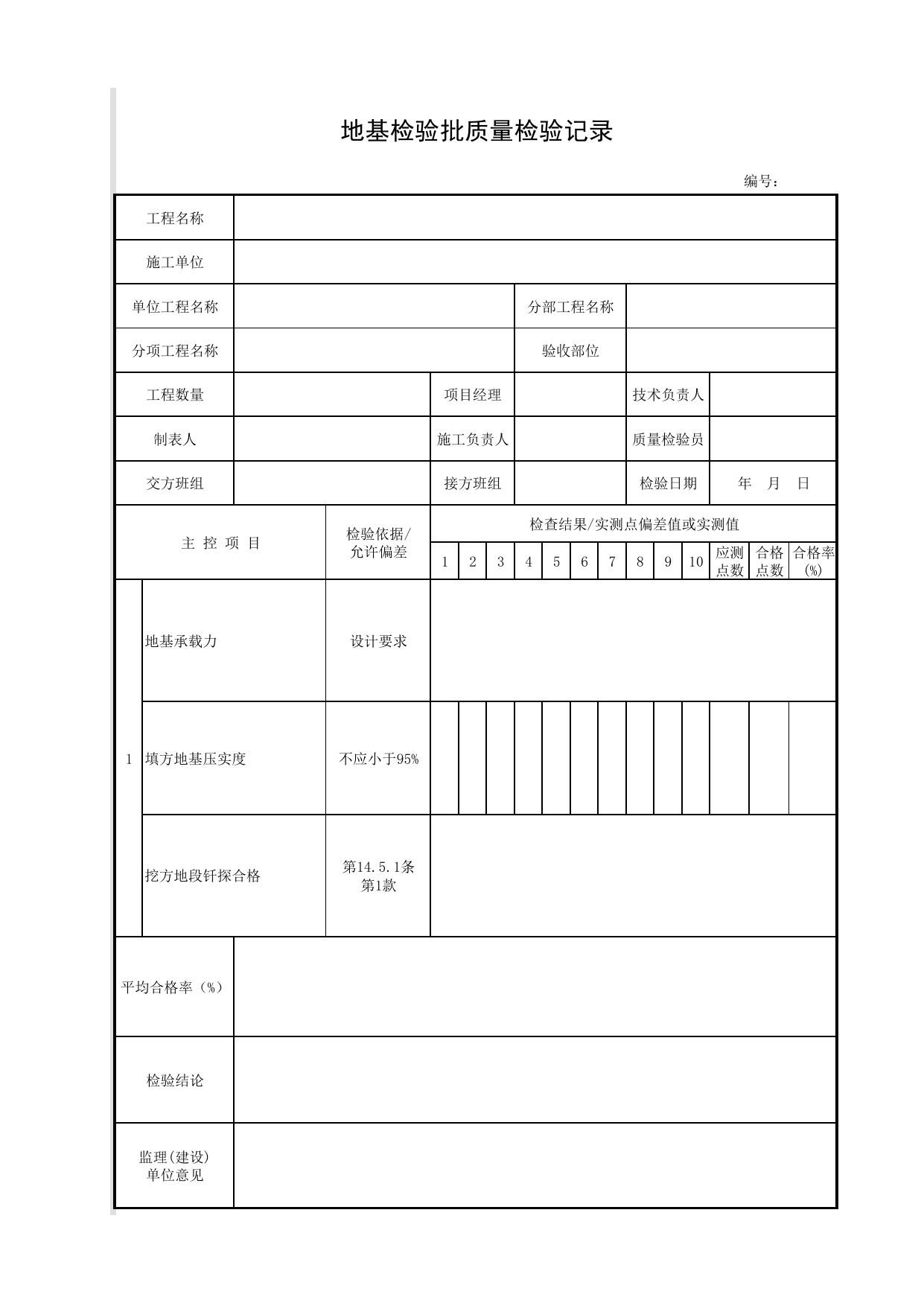 地基检验批质量检验记录_地基_砌筑挡土墙_挡土墙_城镇道路工程施工与质量验收规范_道路工程(CJJ1-2008) 第 1 页