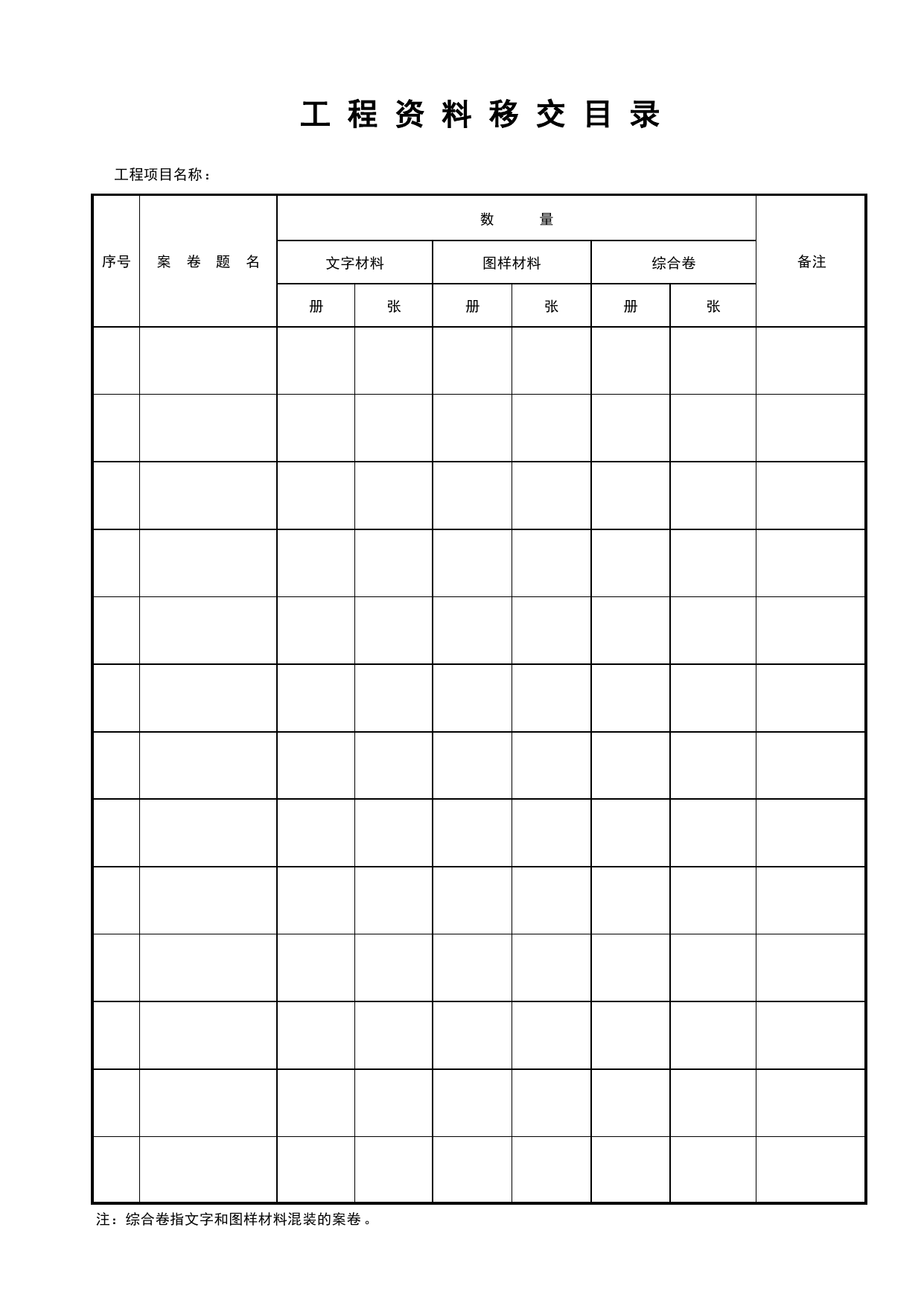 E1-5 工程资料移交目录_E1 工程资料封面、目录、备考表_E 组卷、移交、归档资料_建筑工程(DB34_T918-2019) 第 1 页