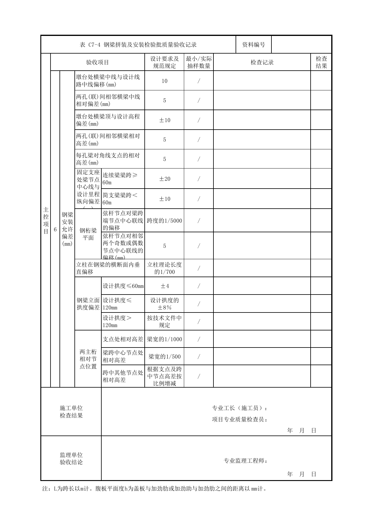 钢梁拼装及安装检验批质量验收记录_钢梁_组合梁_人行天桥_道路工程_车辆段、停车场及综合基地工程_检验批验收用表_城市轨道交通工程质量验收标准第1部分:土建工程 DB11_T311.1-2019 第 2 页