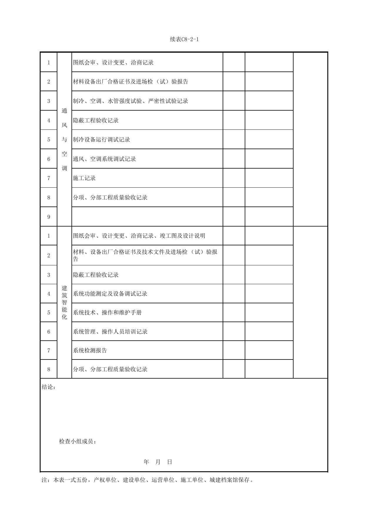 表C8-2-1 单位(子单位)工程质量控制资料核查记录(车站工程)_C8 工程竣工质量验收资料_C类 施工文件_城市轨道交通工程资料管理规程 DB11_T1448-2024 第 2 页