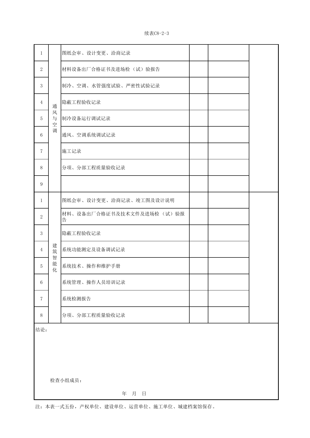 表C8-2-3 单位(子单位)工程质量控制资料核查记录(车辆段及综合基地工程)_C8 工程竣工质量验收资料_C类 施工文件_城市轨道交通工程资料管理规程 DB11_T1448-2024 第 2 页
