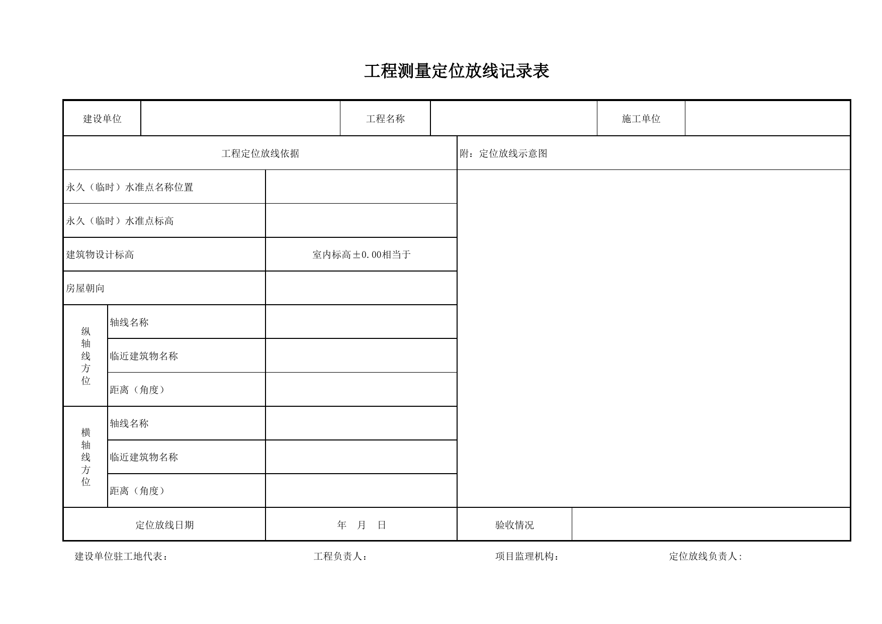 工程测量定位放线记录表_其他表格_合肥市施工质量验收表_安徽省建筑资料库 第 1 页