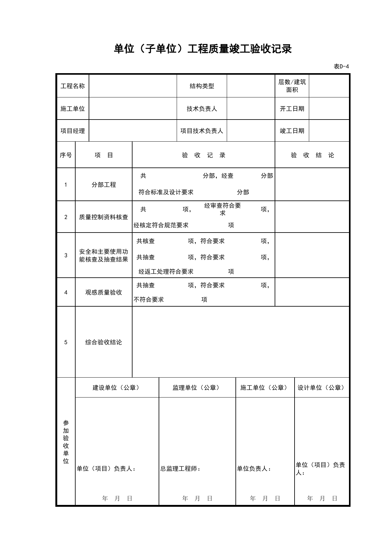 单位(子单位)工程质量竣工验收记录_C0 工程管理与验收资料_C-施工资料_安徽省建筑资料库 第 1 页