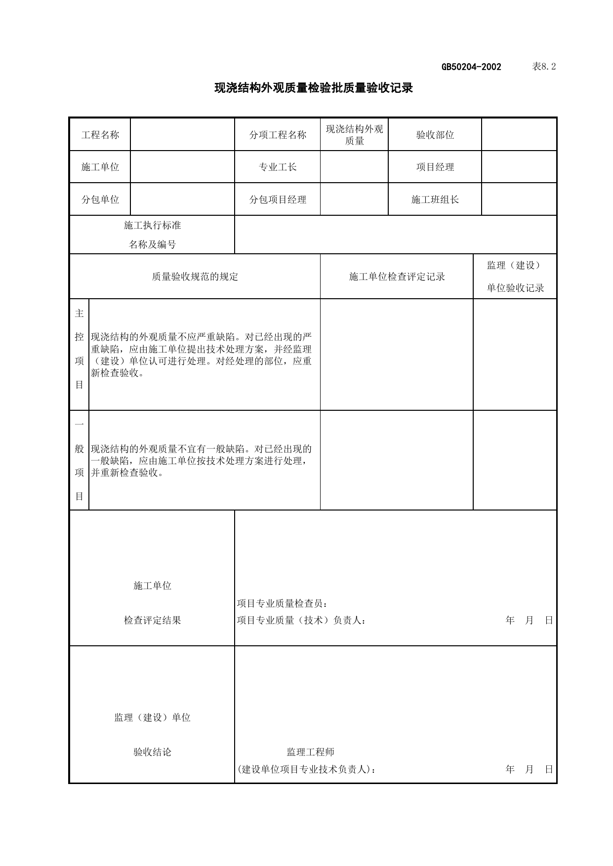 010603-4现浇结构外观质量检验批质量验收记录_混凝土基础_地基与基础工程检查用表_施工质量验收检查用表_合肥市施工质量验收表_安徽省建筑资料库 第 1 页