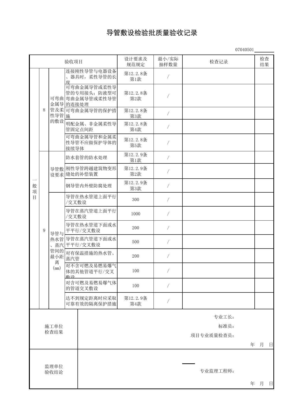 07040501_导管敷设检验批质量验收记录_0704_电气动力_07建筑电气_检验批质量验收记录_C8 过程验收资料_C 施工资料_安徽省建筑工程资料管理规程(DB34∕T918-2019) 第 2 页