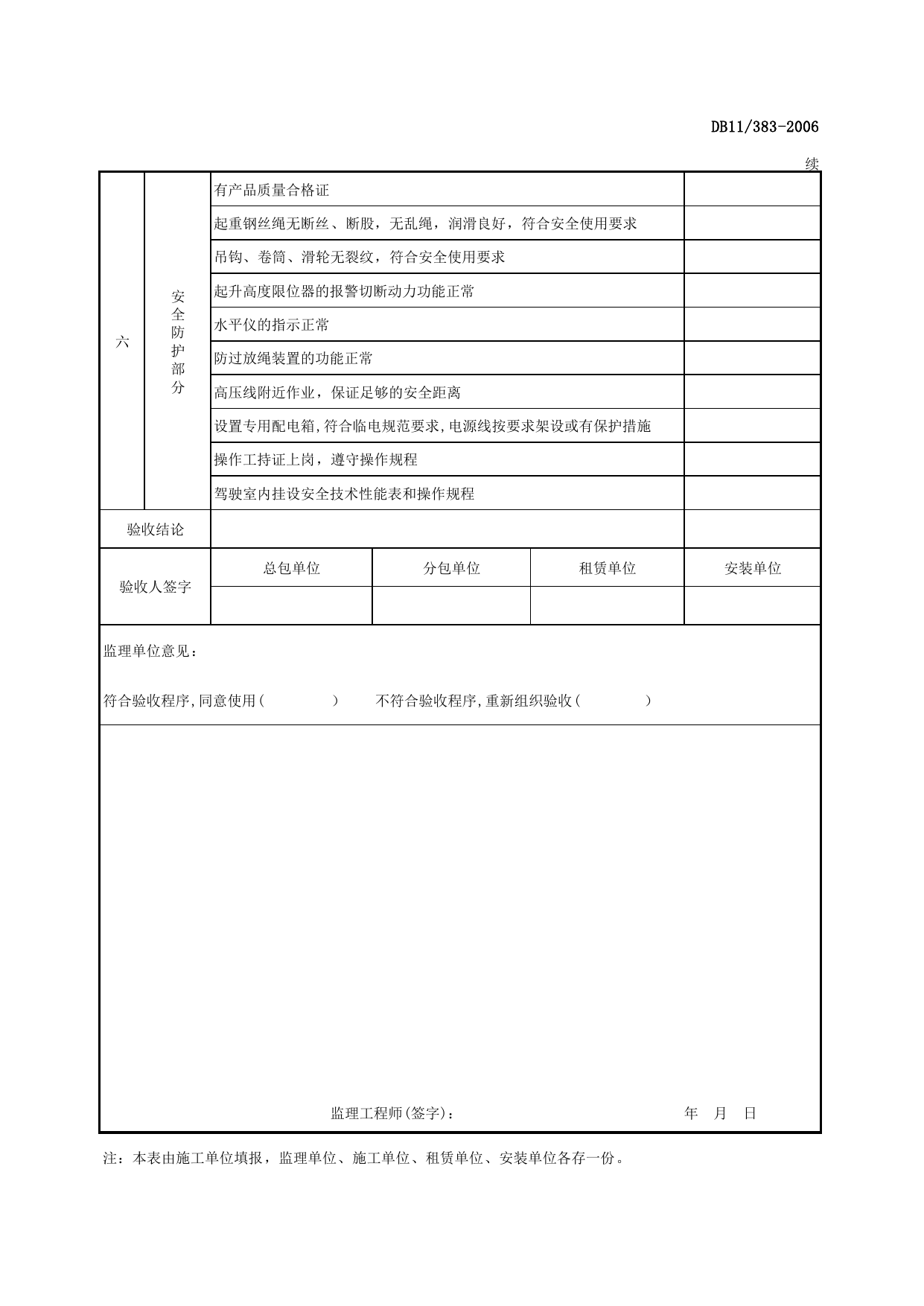 表AQ-C9-3 打桩(钻孔)机械验收记录_AQ-C9 工程项目机械安全资料_AQ-C类 施工单位施工现场安全资料_建设工程施工现场安全资料管理规程(DB11_383-2006) 第 2 页