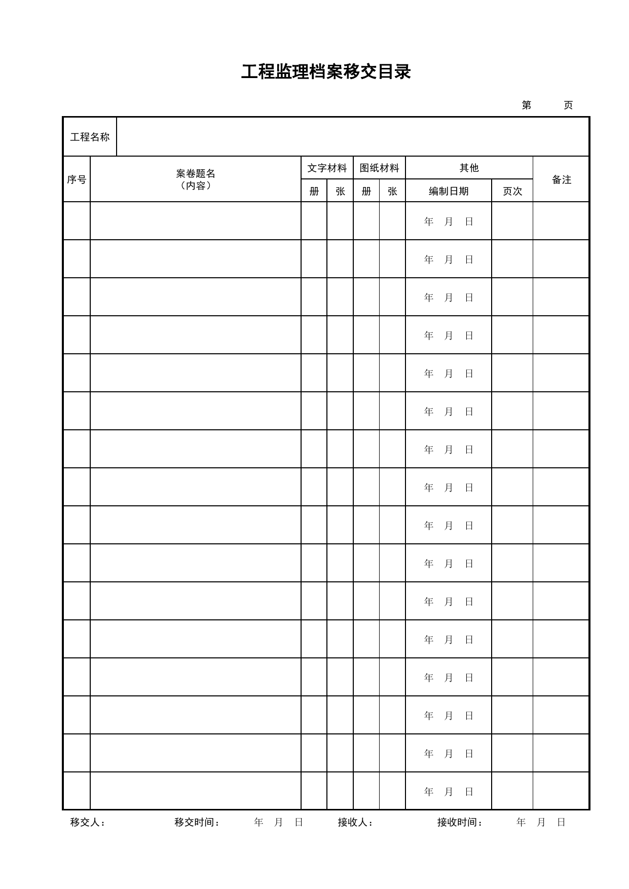 C.0.4 工程监理档案移交目录_附录C 监理文件资料组卷规则_建设工程监理规程 DB11_T 382-2017_北京市建筑工程施工现场安全资料管理规程(DB11-383-2017) 第 1 页