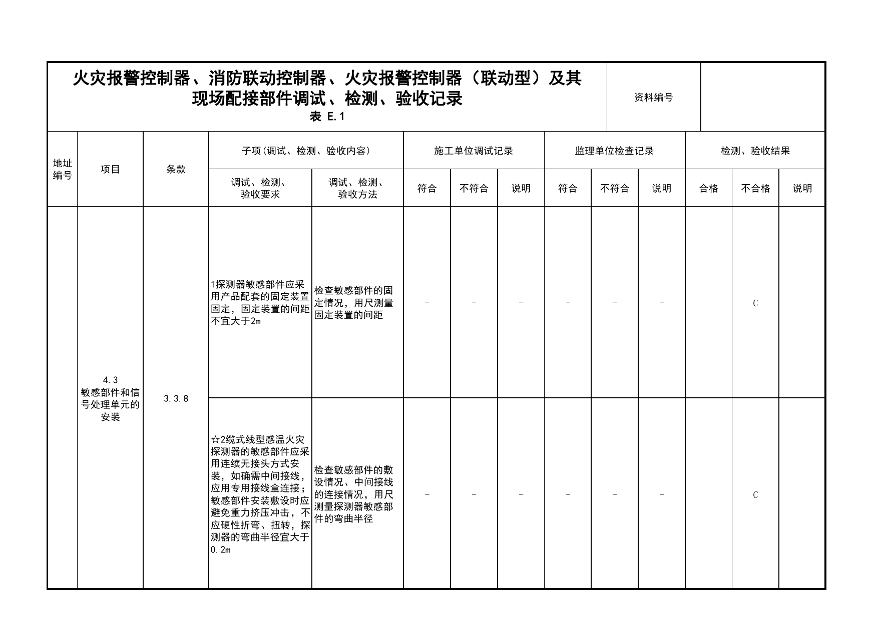 火灾报警控制器、消防联动控制器、火灾报警控制器(联动型)及其现场配接部件调试、检测、验收记录(续表46)_03火灾自动报警系统_05消防电气和火灾自动报警系统 第 1 页