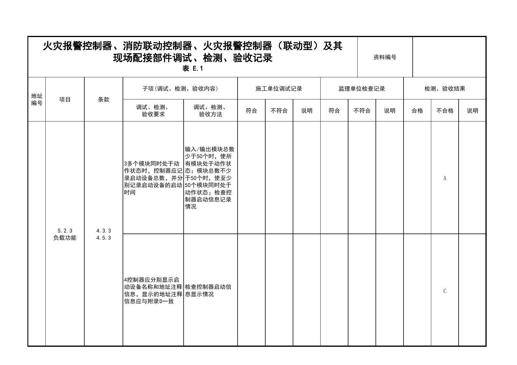 火灾报警控制器、消防联动控制器、火灾报警控制器(联动型)及其现场配接部件调试、检测、验收记录(续表22)_03火灾自动报警系统_05消防电气和火灾自动报警系统 第 1 页