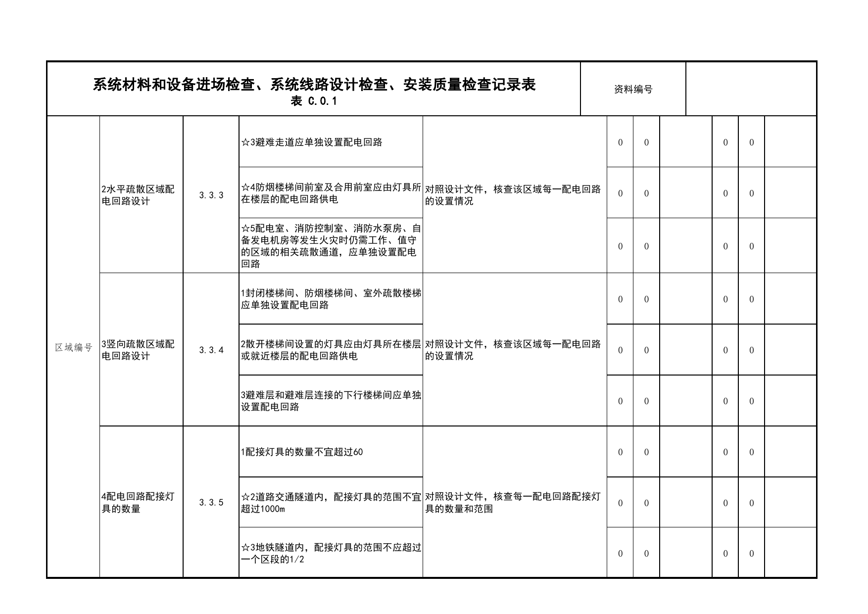 系统材料和设备进场检查、系统线路设计检查、安装质量检查记录表_02消防应急照明和疏散指示系统_05消防电气和火灾自动报警系统_消防工程施工质量查验资料 第 3 页