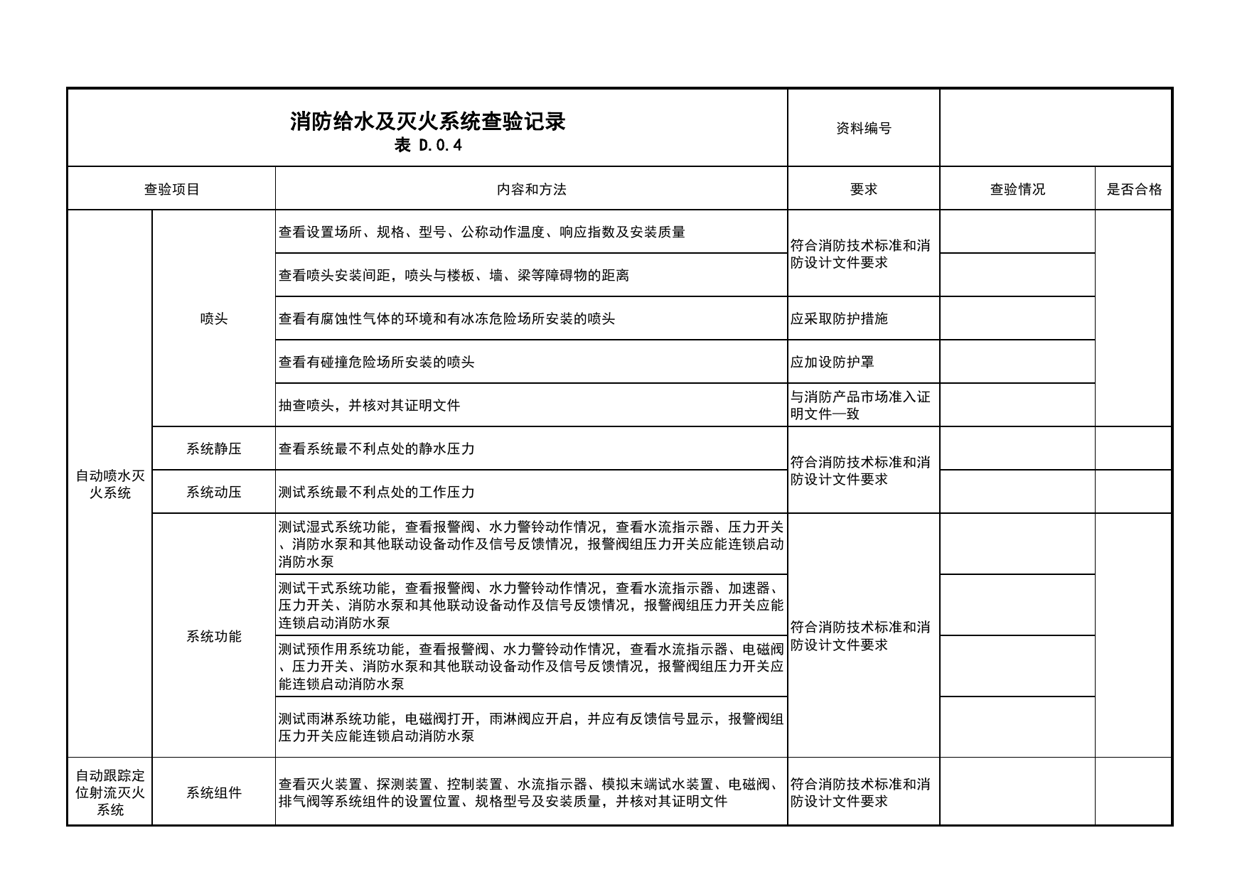消防给水及灭火系统查验记录_08建筑灭火器_04消防给水及灭火系统_消防工程施工质量查验资料_北京市建筑工程资料管理规程 DB11∕T695-2025 第 5 页
