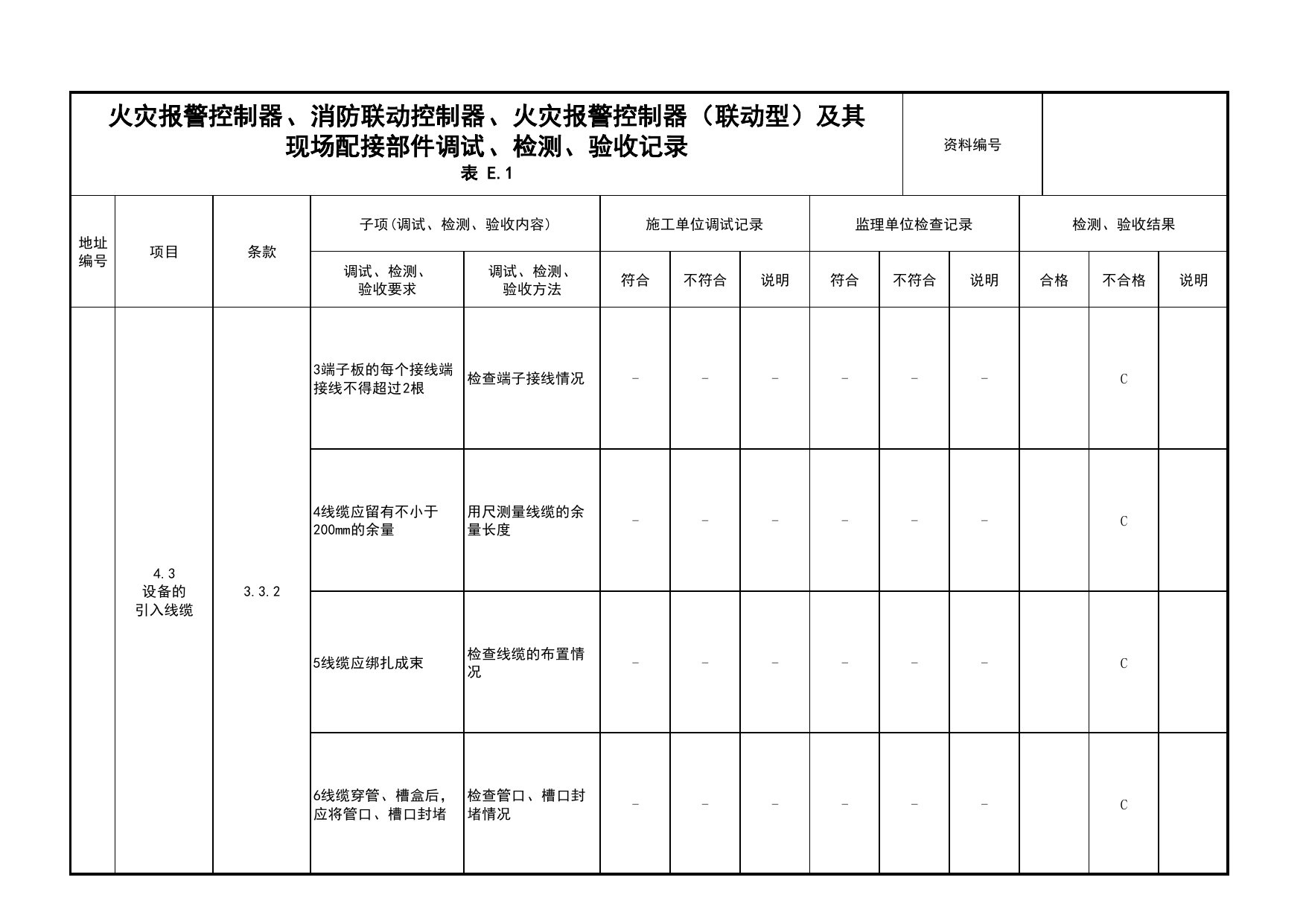 火灾报警控制器、消防联动控制器、火灾报警控制器(联动型)及其现场配接部件调试、检测、验收记录(续表4)_03火灾自动报警系统_05消防电气和火灾自动报警系统 第 1 页