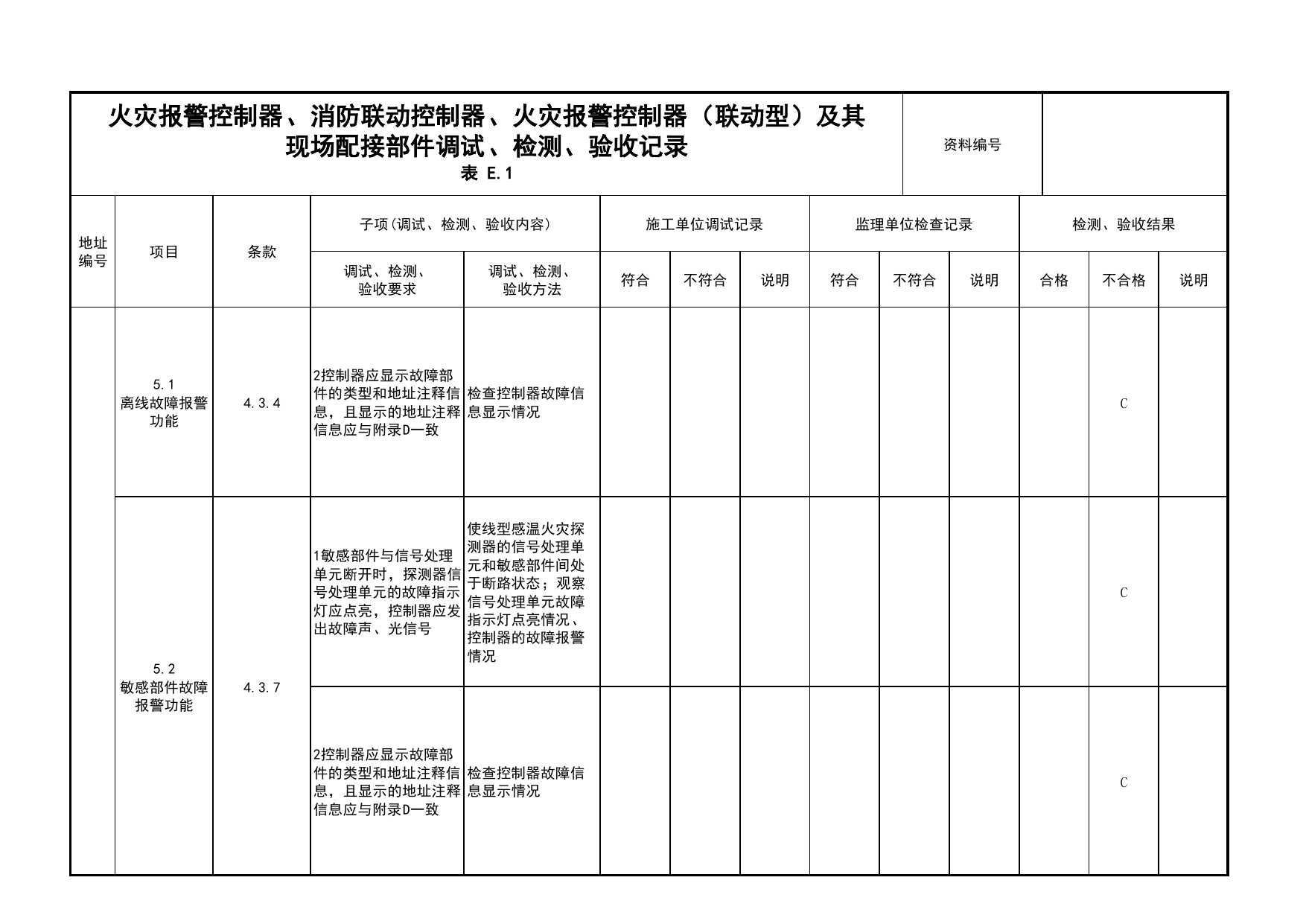 火灾报警控制器、消防联动控制器、火灾报警控制器(联动型)及其现场配接部件调试、检测、验收记录(续表49)_03火灾自动报警系统_05消防电气和火灾自动报警系统 第 1 页