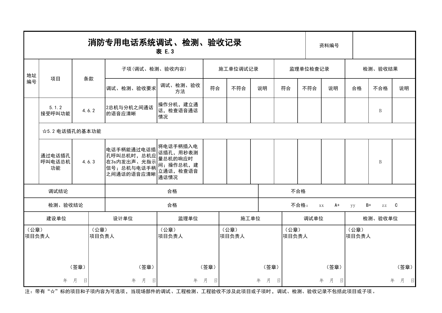 消防专用电话系统调试、检测、验收记录(续表11)_03火灾自动报警系统_05消防电气和火灾自动报警系统_消防工程施工质量查验资料_北京市建筑工程资料管理规程 DB11∕T695-2025 第 1 页