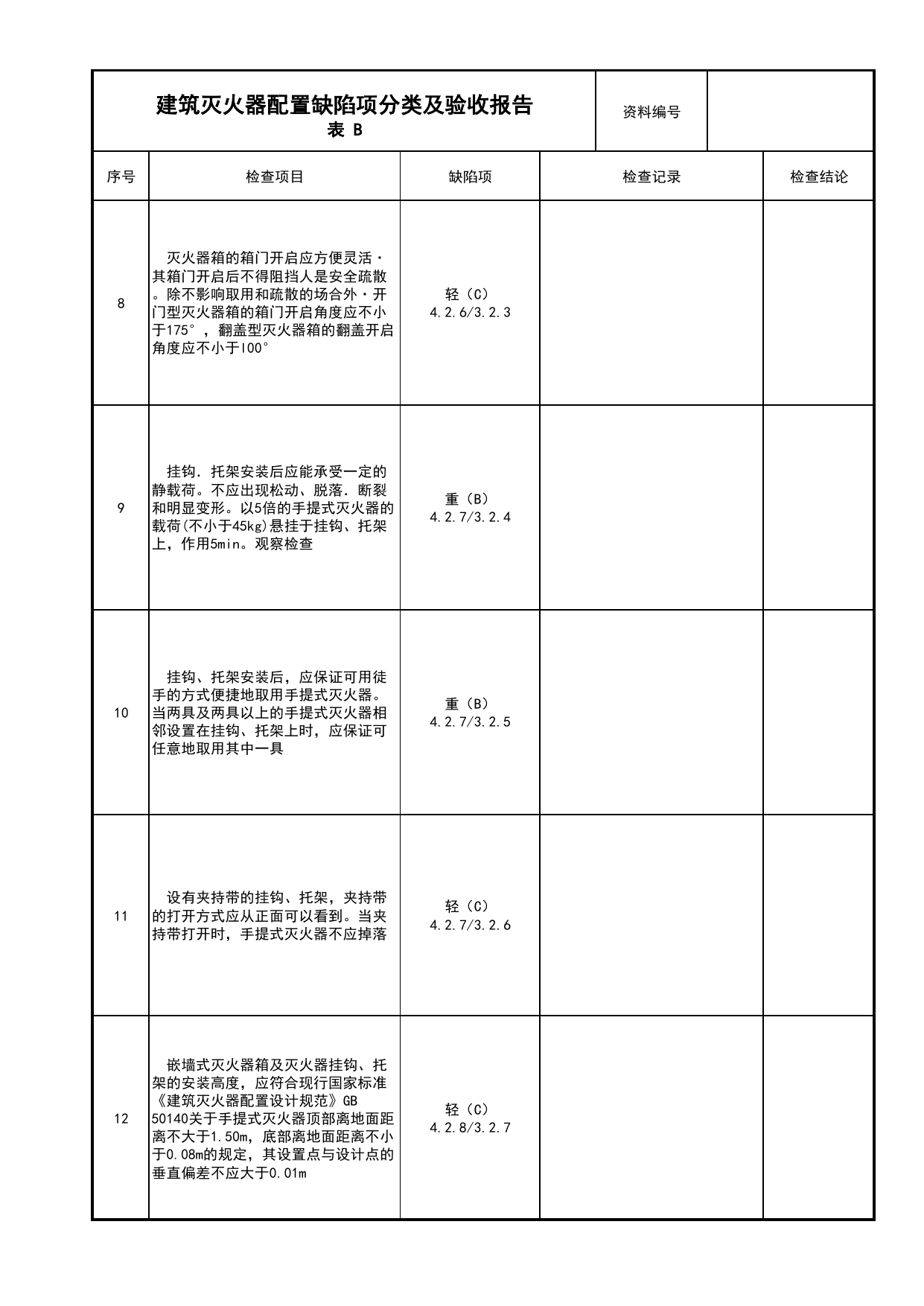建筑灭火器配置缺陷项分类及验收报告_08建筑灭火器_04消防给水及灭火系统_消防工程施工质量查验资料_北京市建筑工程资料管理规程 DB11∕T695-2025 第 2 页