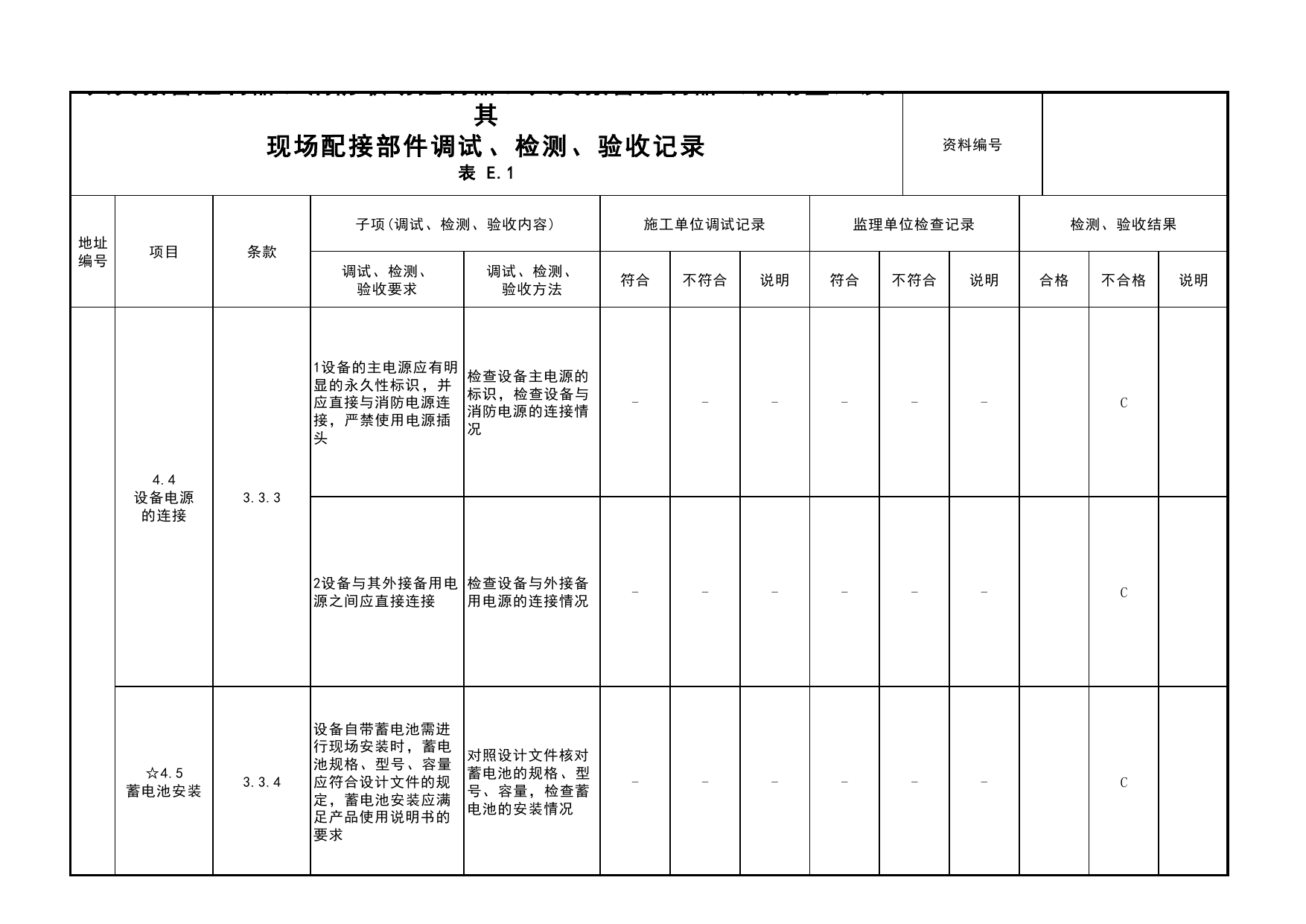 火灾报警控制器、消防联动控制器、火灾报警控制器(联动型)及其现场配接部件调试、检测、验收记录(续表5)_03火灾自动报警系统_05消防电气和火灾自动报警系统 第 1 页
