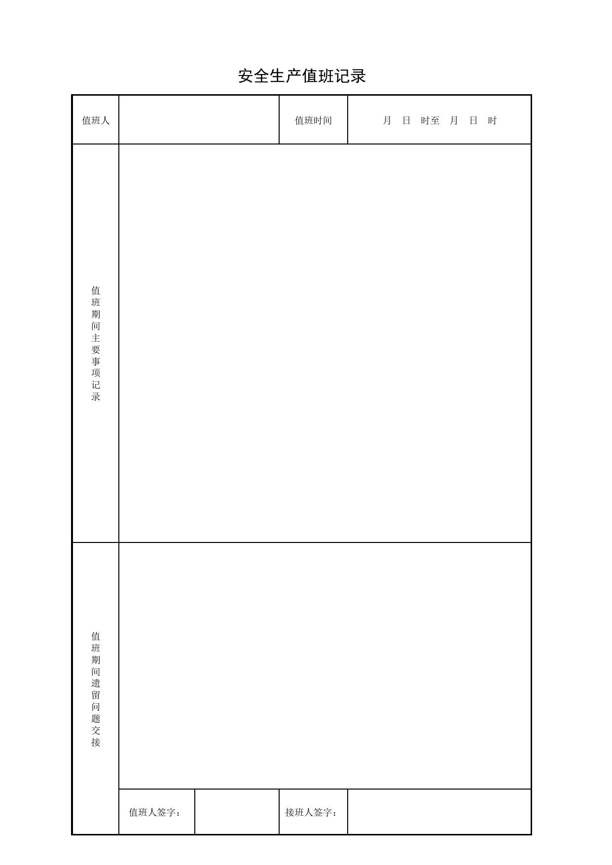 安全生产值班记录_施工现场管理_北京市建设工程施工现场安全资料管理规程DB11-383-2006 第 1 页