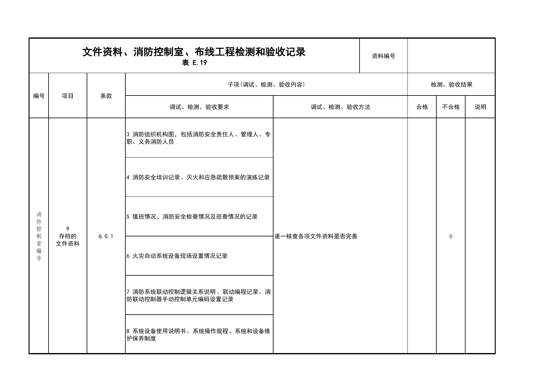 文件资料、消防控制室、布线工程检测和验收记录(续表4)_03火灾自动报警系统_05消防电气和火灾自动报警系统_消防工程施工质量查验资料_北京市建筑工程资料管理规程 DB11∕T695-2025 第 1 页