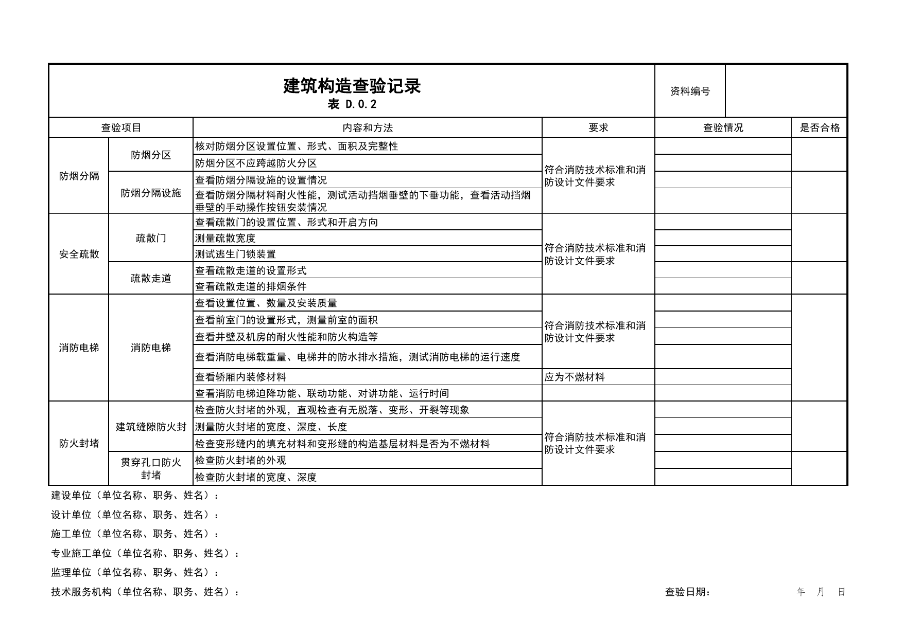 建筑构造查验记录_02防火分隔_02建筑构造_消防工程施工质量查验资料_北京市建筑工程资料管理规程 DB11∕T695-2025 第 2 页