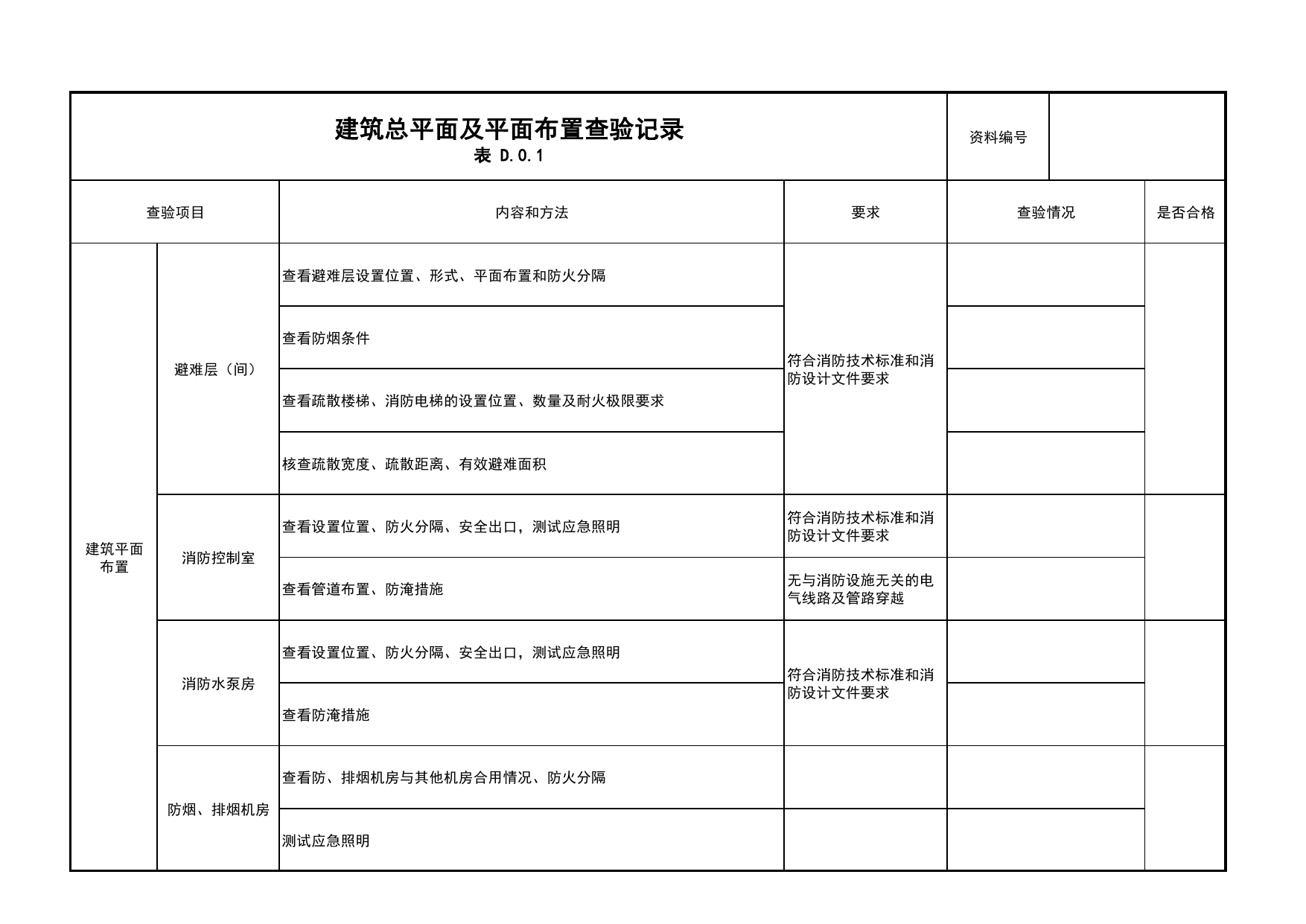 建筑总平面及平面布置查验记录_03建筑平面布置_01建筑总平面及平面布置_消防工程施工质量查验资料_北京市建筑工程资料管理规程 DB11∕T695-2025 第 2 页