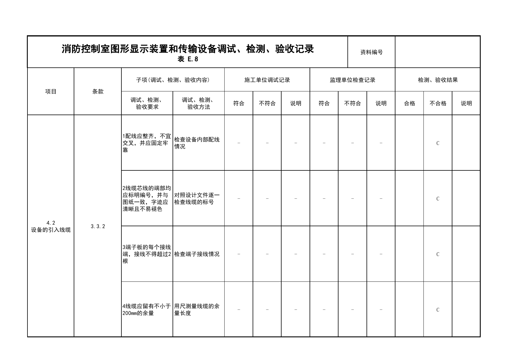 消防控制室图形显示装置和传输设备调试、检测、验收记录(续表2)_03火灾自动报警系统_05消防电气和火灾自动报警系统_消防工程施工质量查验资料 第 1 页