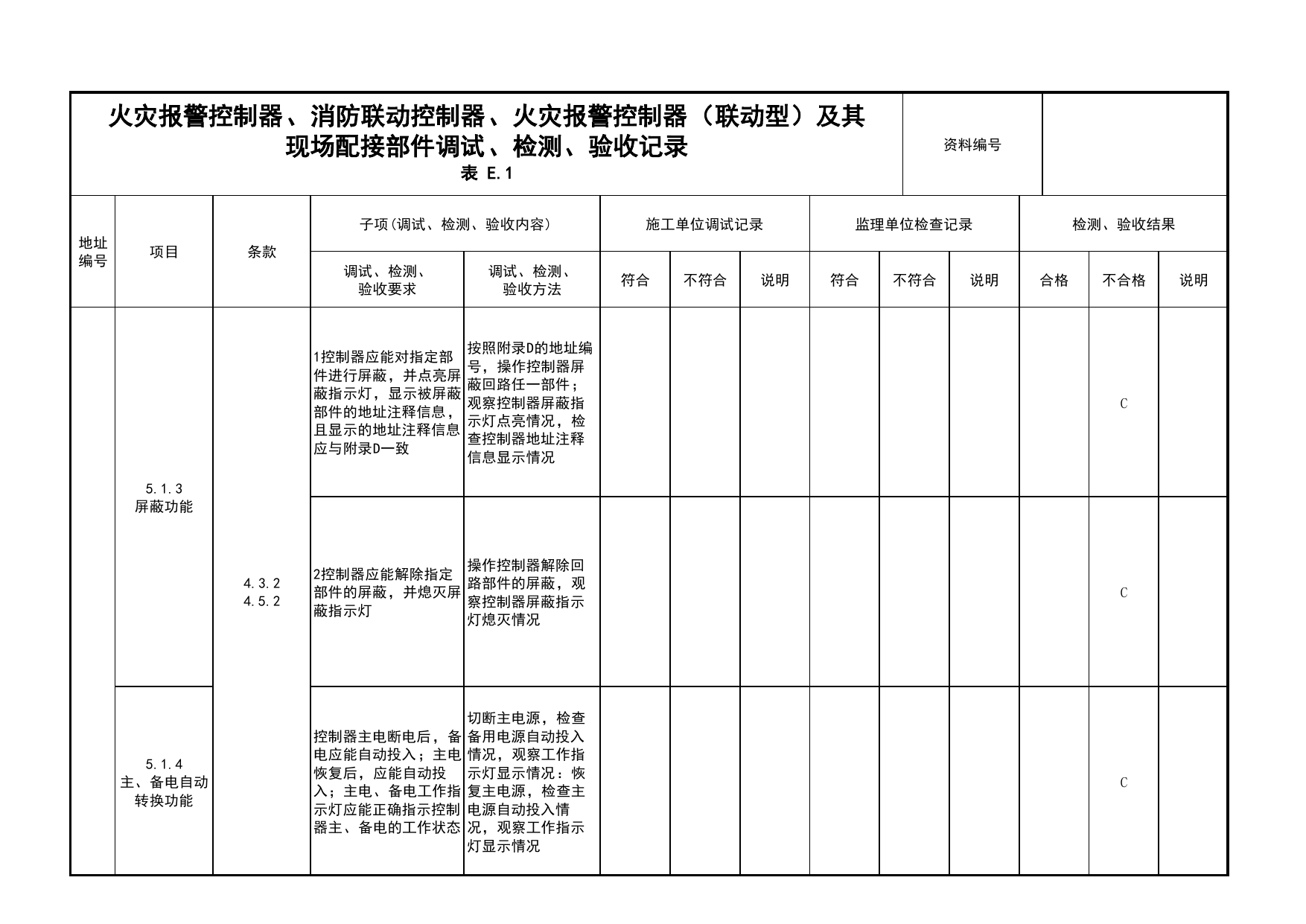 火灾报警控制器、消防联动控制器、火灾报警控制器(联动型)及其现场配接部件调试、检测、验收记录(续表8)_03火灾自动报警系统_05消防电气和火灾自动报警系统 第 1 页