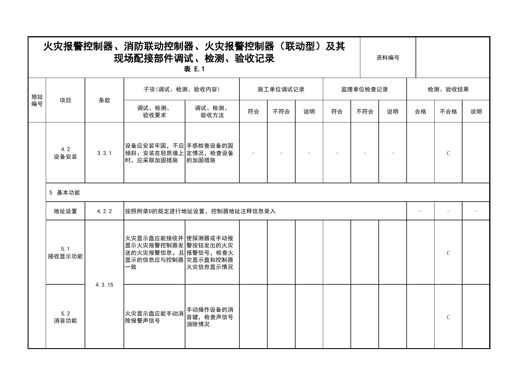 火灾报警控制器、消防联动控制器、火灾报警控制器(联动型)及其现场配接部件调试、检测、验收记录(续表73)_03火灾自动报警系统_05消防电气和火灾自动报警系统 第 1 页