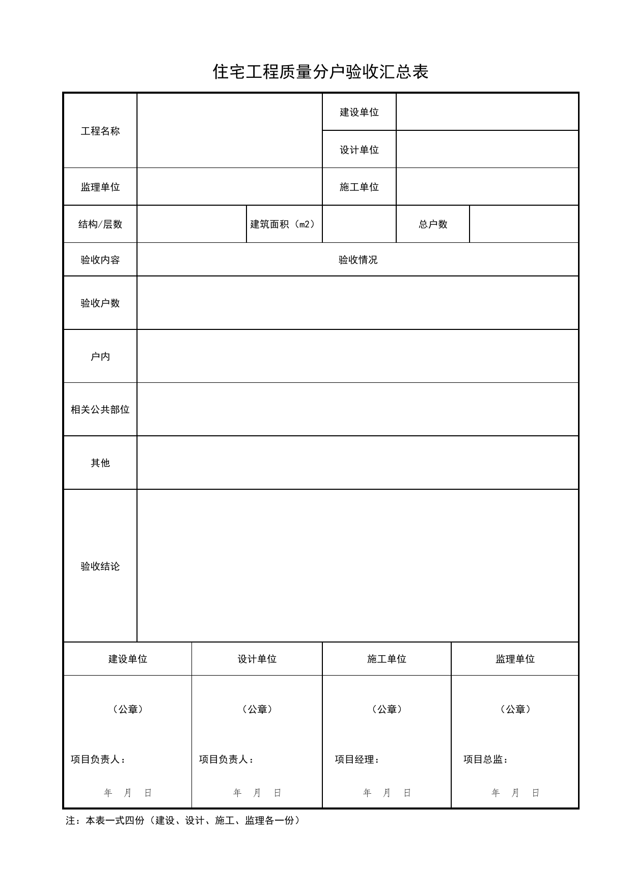 住宅工程质量分户验收汇总表_北京市住宅工程质量分户验收和业主查验管理办法(试行) 京建法〔2024〕4号_北京市建筑工程资料管理规程DB11-T695-2017 第 1 页
